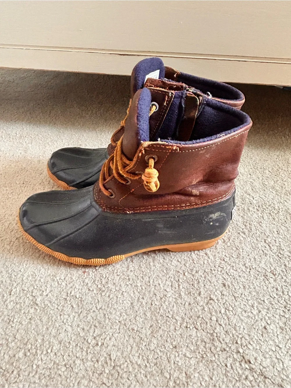 Sperry Navy and Brown Waterproof Duck Boots
